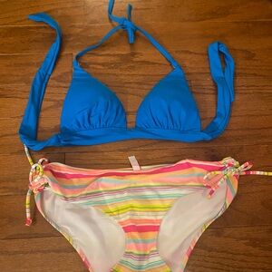 Victoria's Secret Colorful Striped Bikini Bottoms size S/M